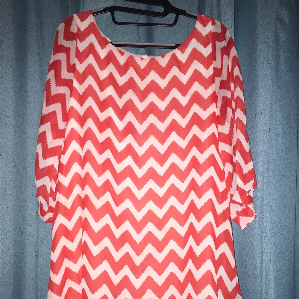 Coral chevron dress size Medium